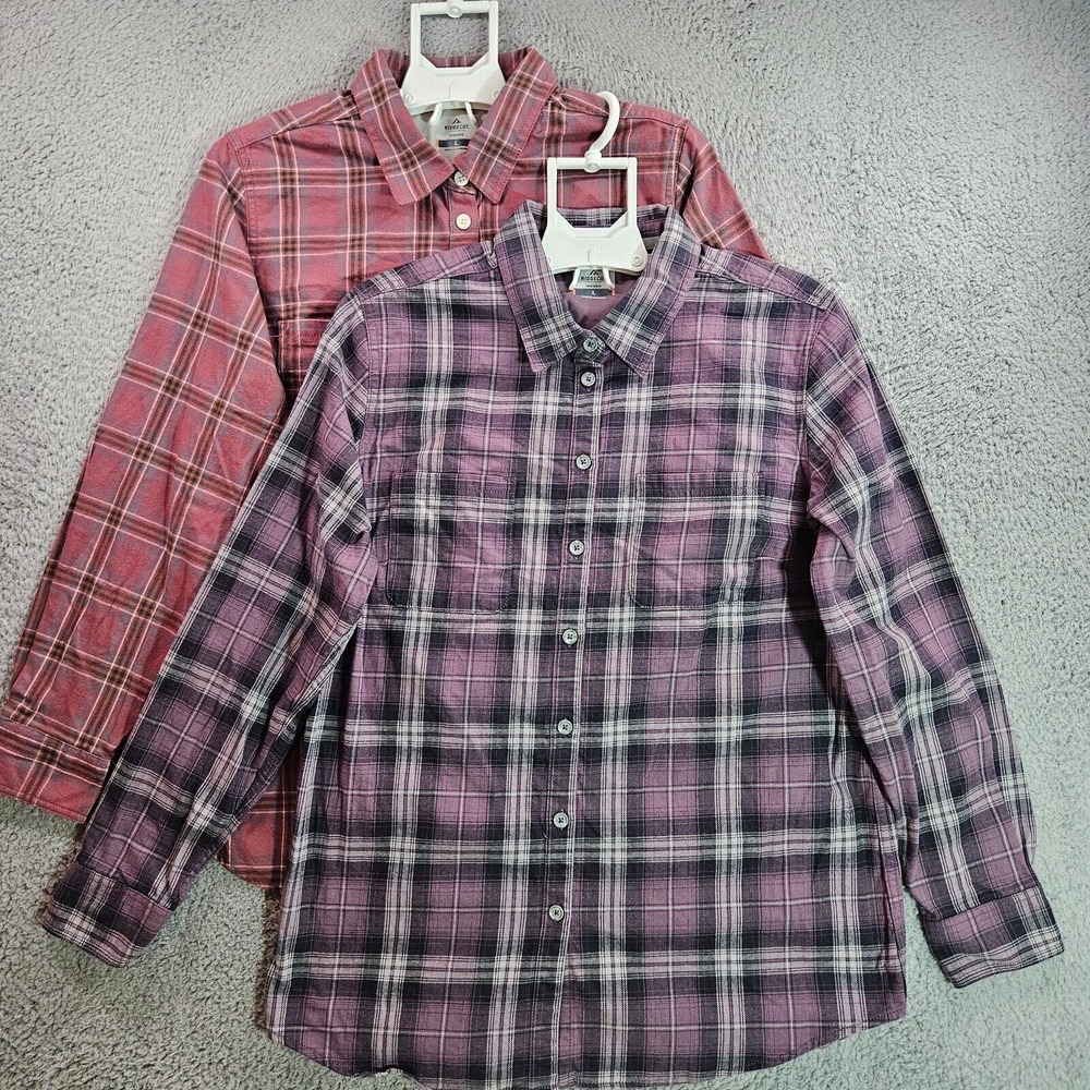 Lot of 2‎ - Large Ridgecut Shirt Top Women Button Up Long Sleeve